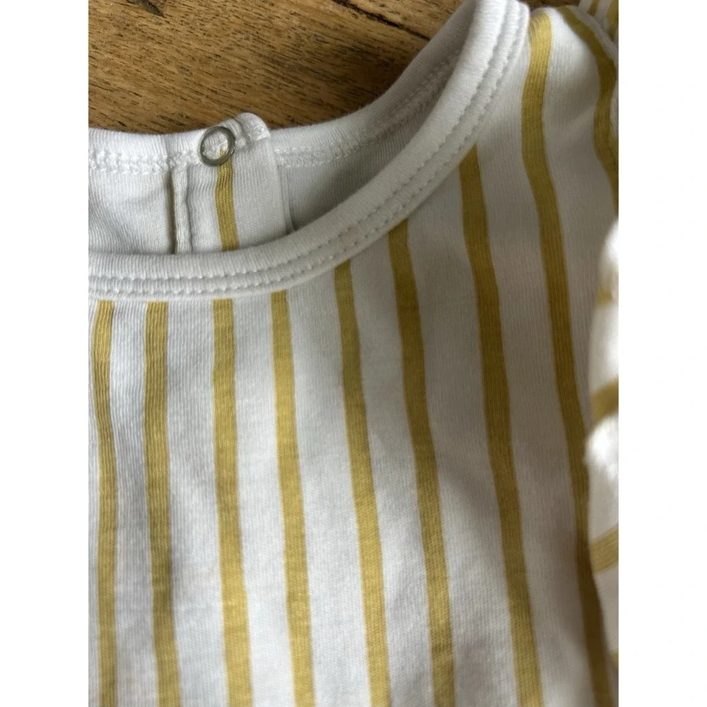 Pehr Baby One Piece Girls Romper, Stripes Away Marigold Ruffle 12-18 months
